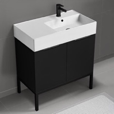 Modern Black Bathroom Vanity, 32 inch, Free Standing